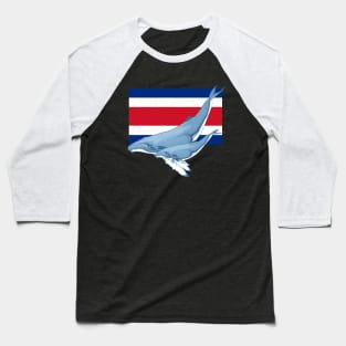 Costa Rican Flag with Humpback Whales Baseball T-Shirt